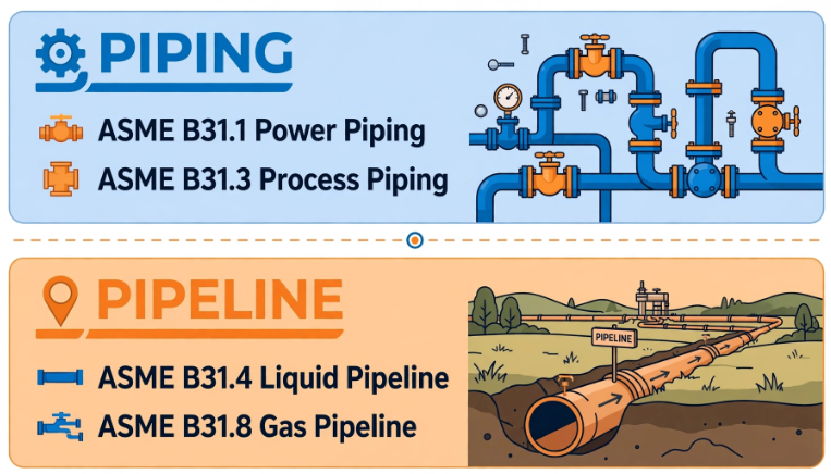 ASME B31.1 B31.3 B31.4 B31.8 comparison